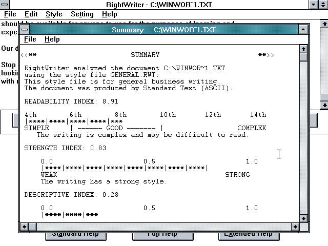 RightWriter 5.0b for Windows - Summary